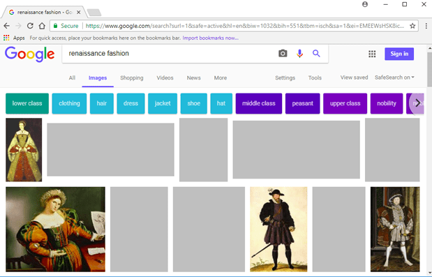 Screenshot of Google Image search
